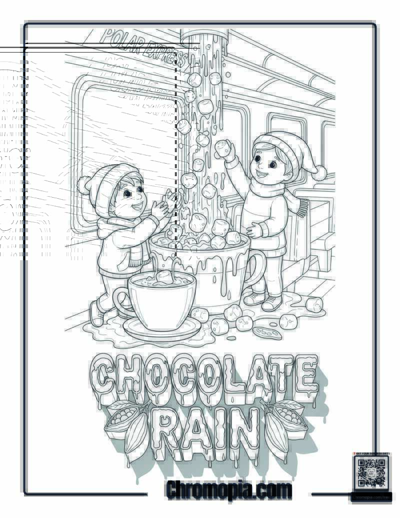 Polar Express Hot Chocolate Fountain Adventure Coloring Page