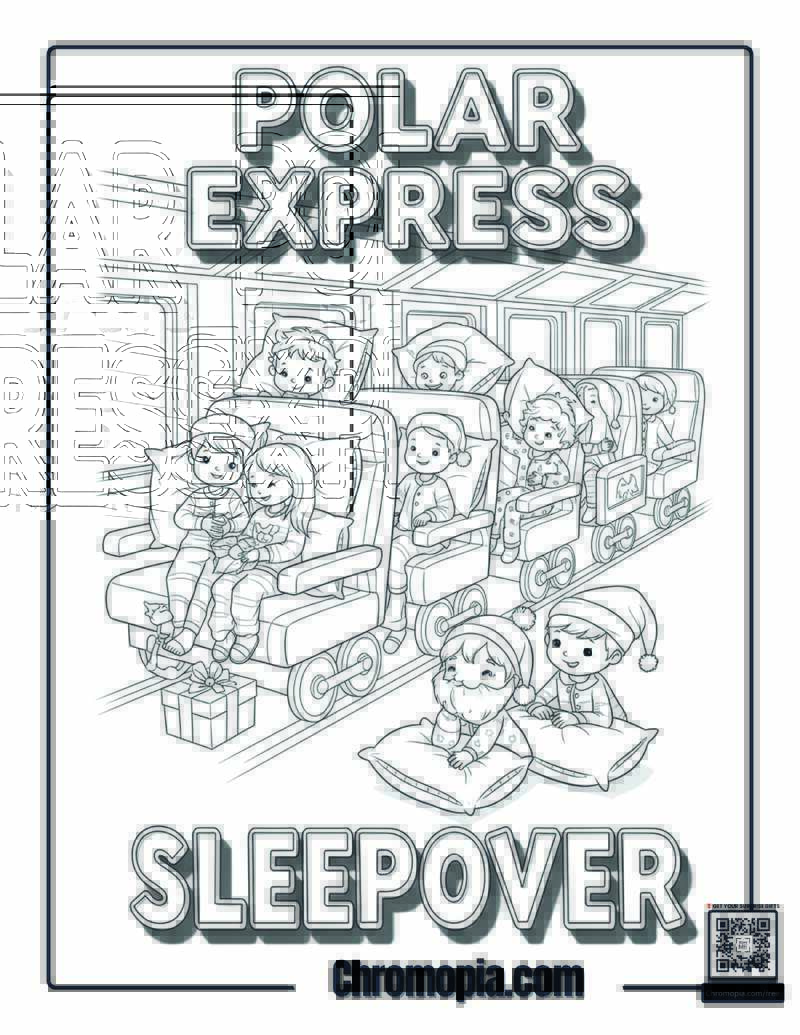 Polar Express Pajama Party Train Coloring Page