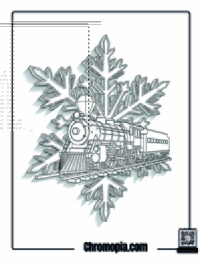 Polar Express Snowflake Mandala Train Coloring Page