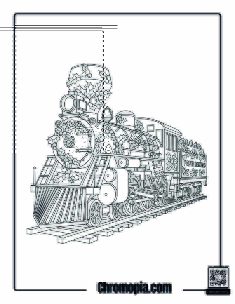 Polar Express Holly Berry Vine Coloring Sheet