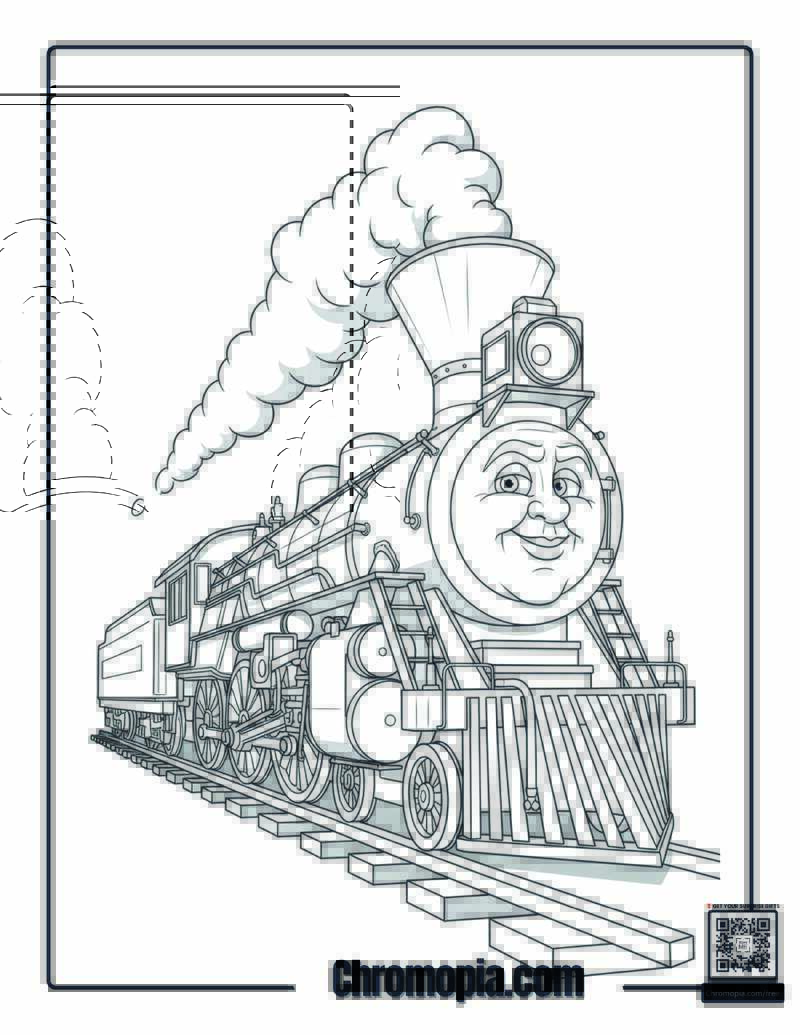 Caricature Comedy Polar Express Engine Coloring Sheet