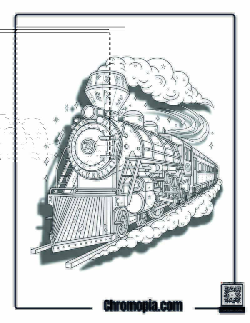 Fantasy Ethereal Polar Express Glow Coloring Page