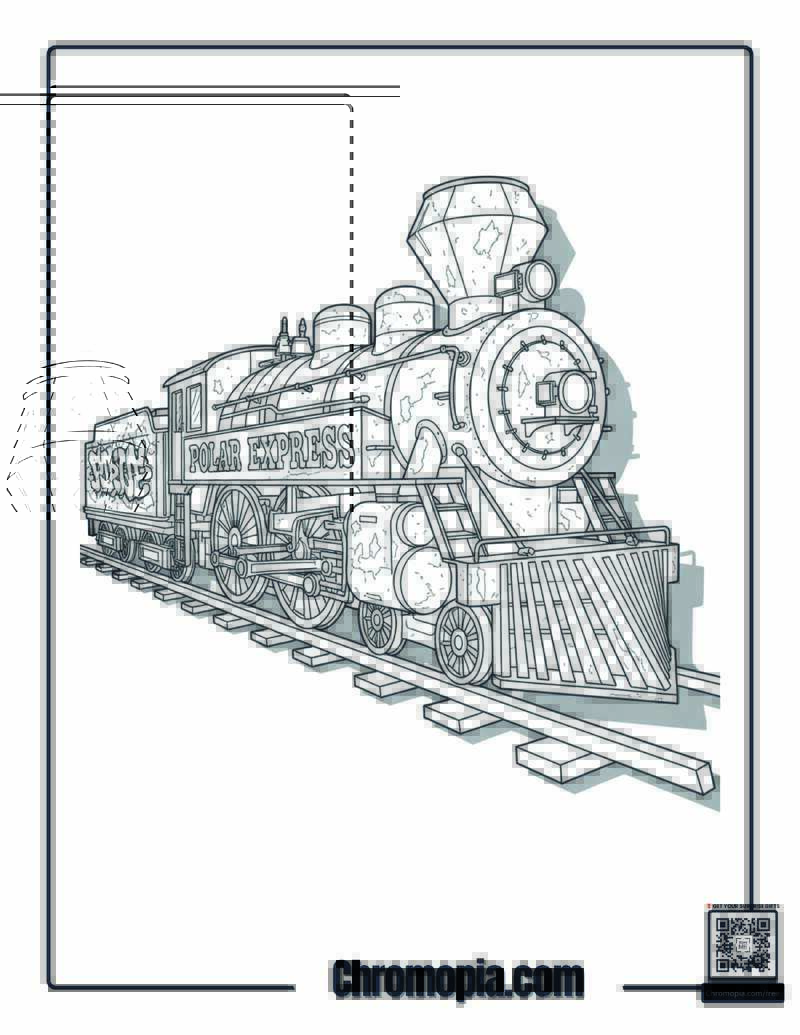 Graffiti Street Art Polar Express Coloring Page