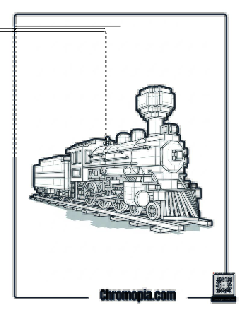 Minecraft Polar Express Pixel Train Coloring Sheet