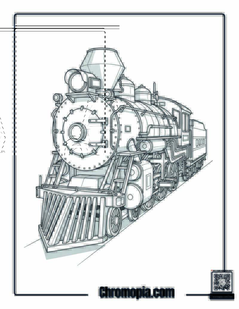 Robotic Sci-Fi Polar Express Future Coloring Sheet