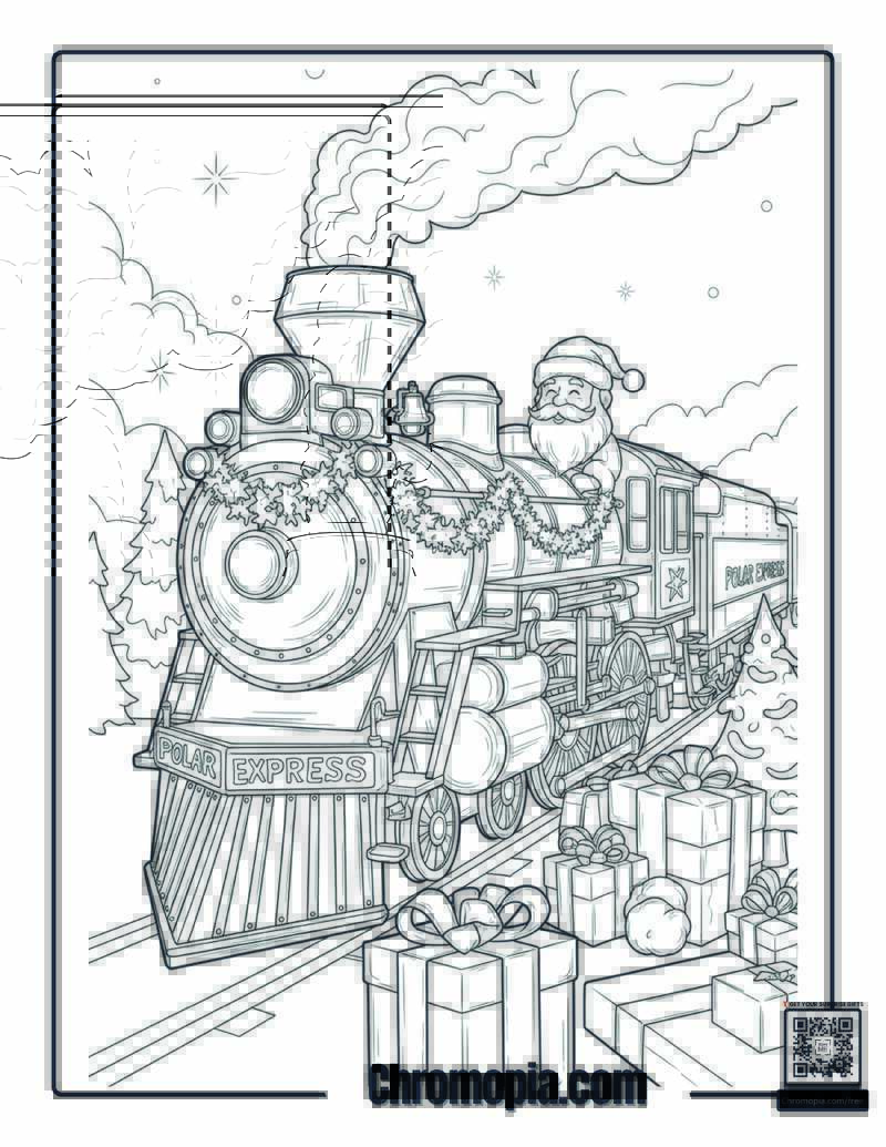 Interdimensional Tourist Christmas Polar Express Hub Coloring Page