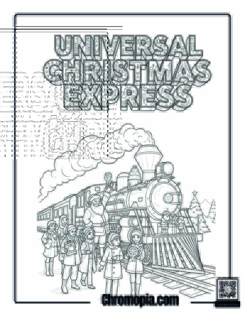 Universal Christmas Polar Express Unity Celebration Coloring Sheet