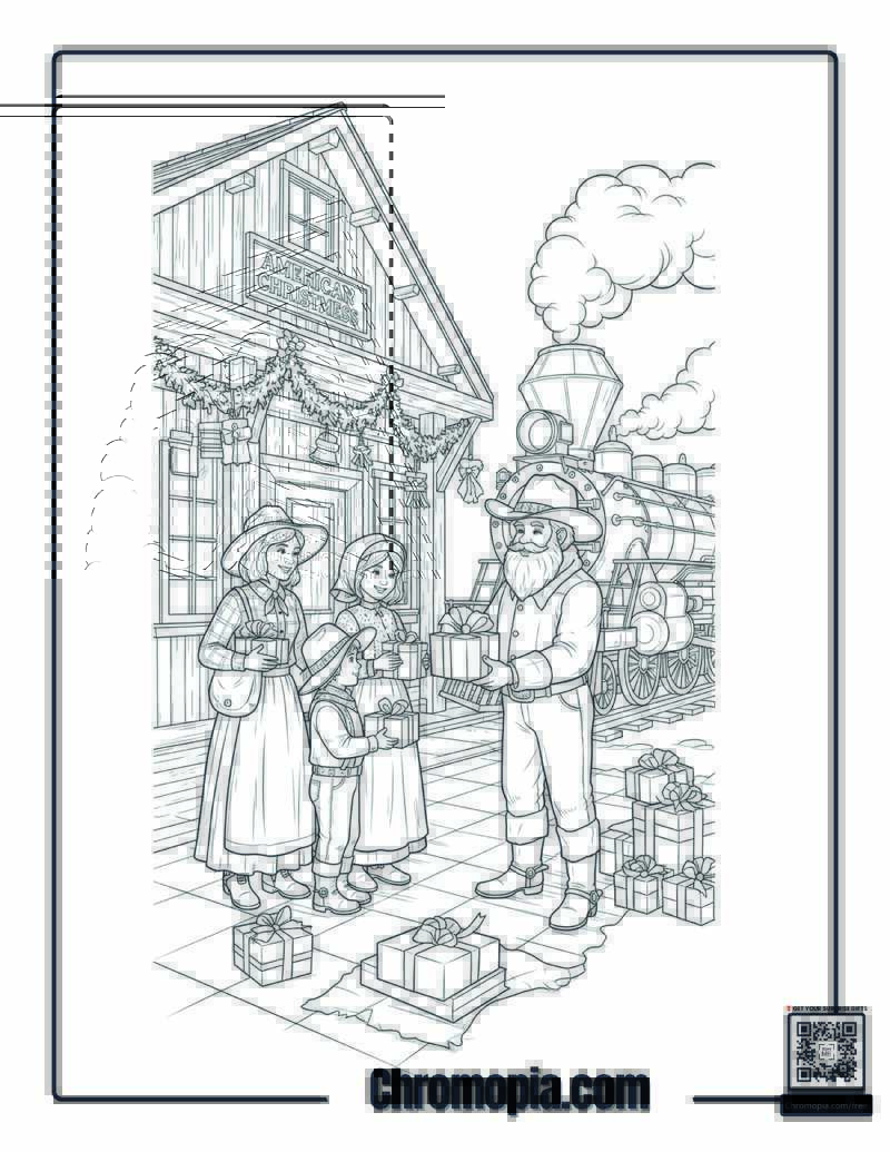 American Pioneer Christmas Polar Express Station Coloring Sheet