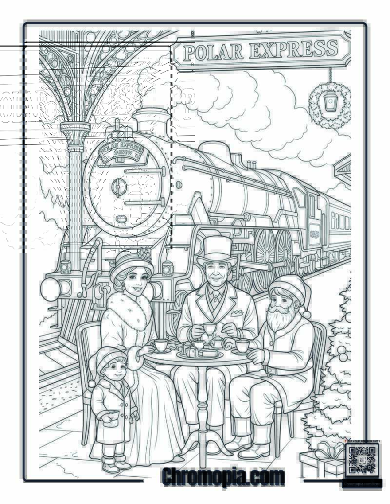 British Royal Family Polar Express Station Coloring Sheet