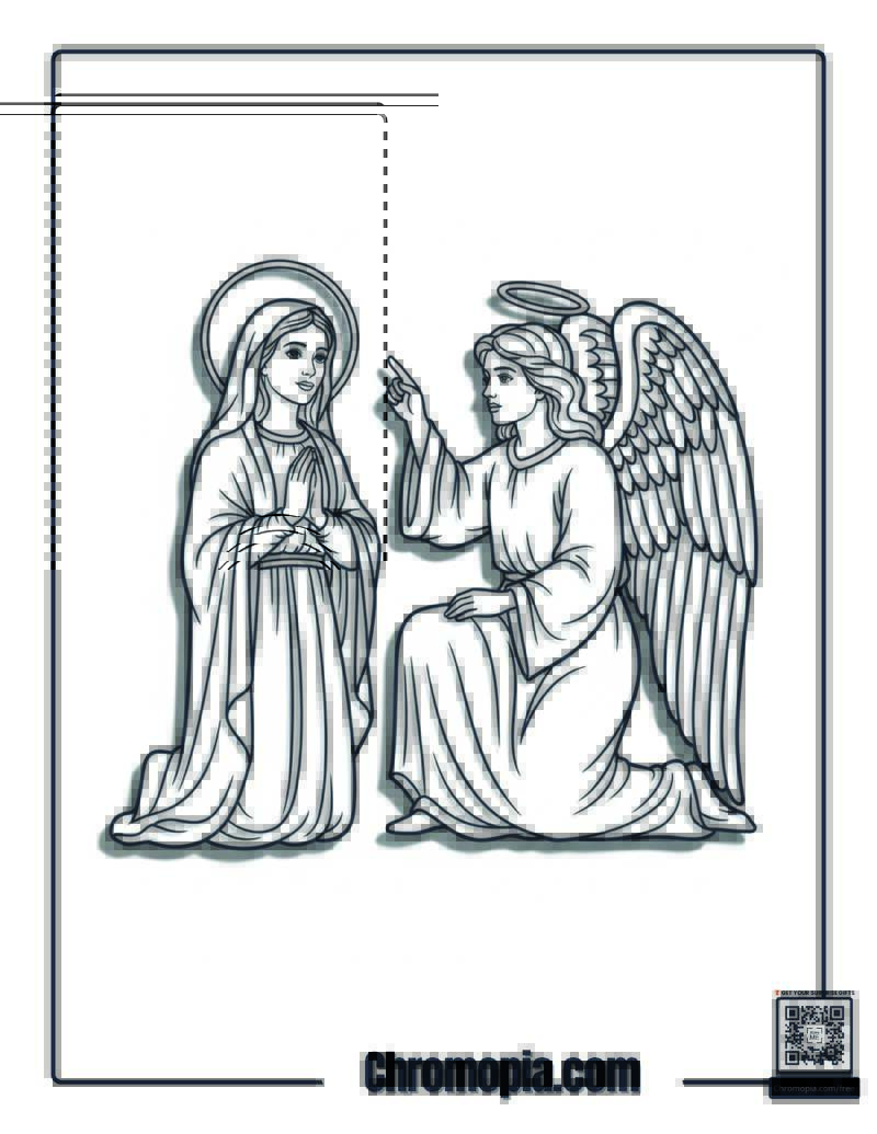 Mary and the Angel Coloring Sheet