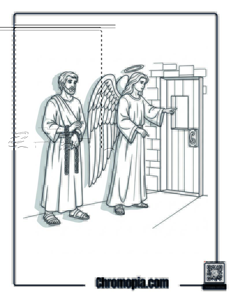 Peter And The Angel Coloring Sheet