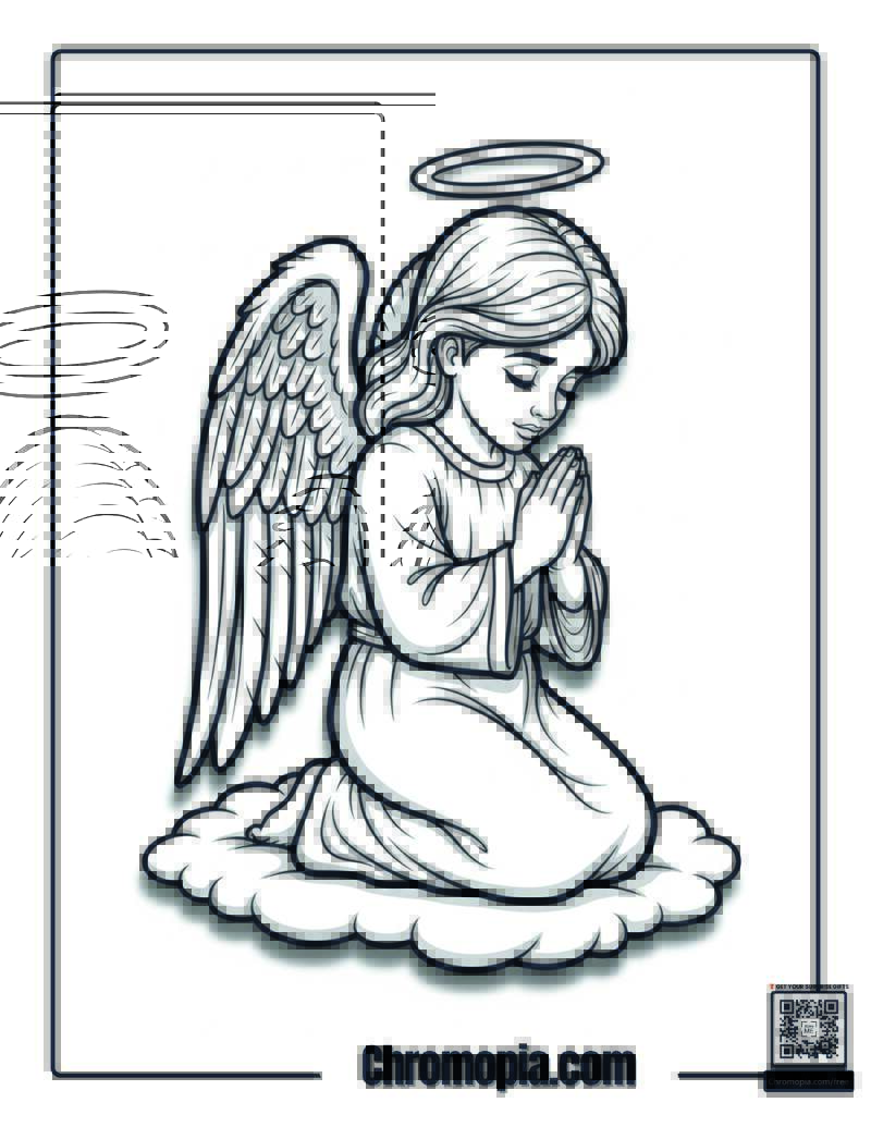 Praying Angel Coloring Page
