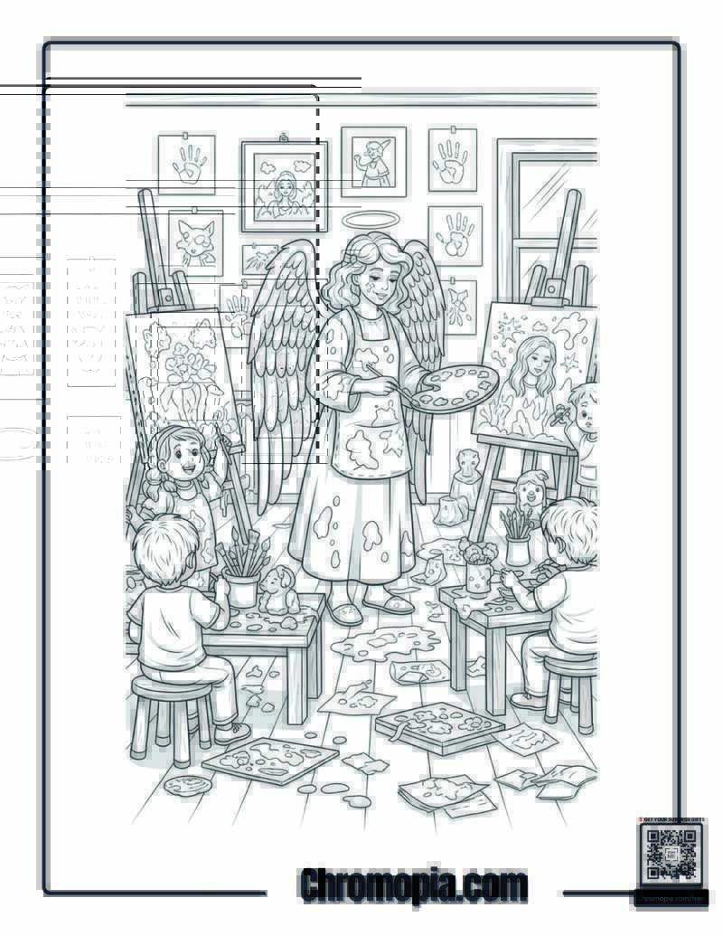 Angel Art Class Creative Mess Coloring Page