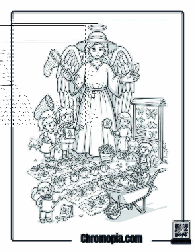 Angel Garden Learning Adventure Outdoor Coloring Sheet