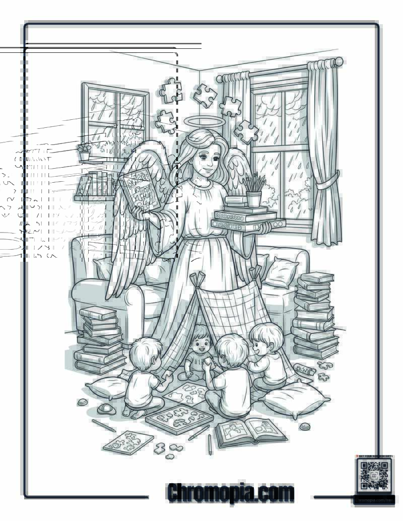 Angel Indoor Rainy Day Activities Coloring Page