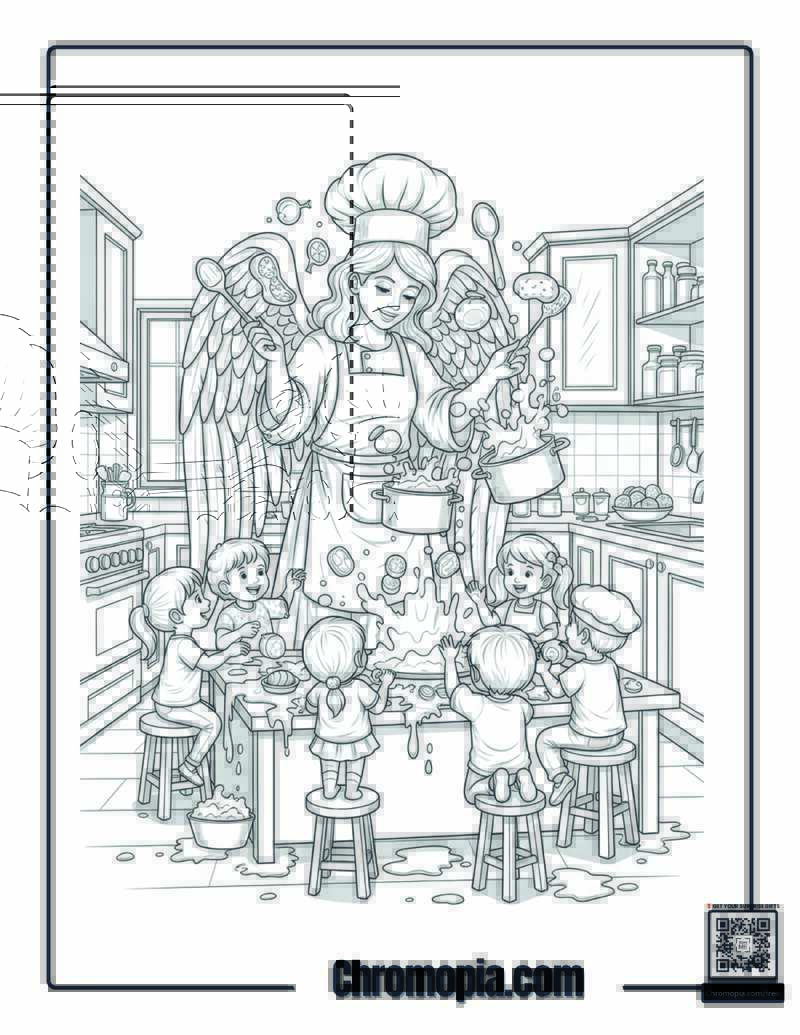 Angel Kitchen Cooking Class Chaos Coloring Page