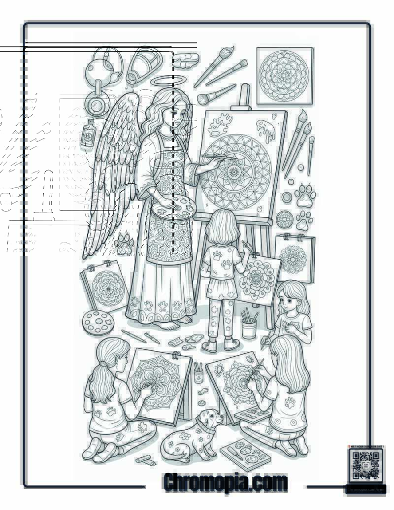 Angel Art Therapy Creative Mandala Coloring Page