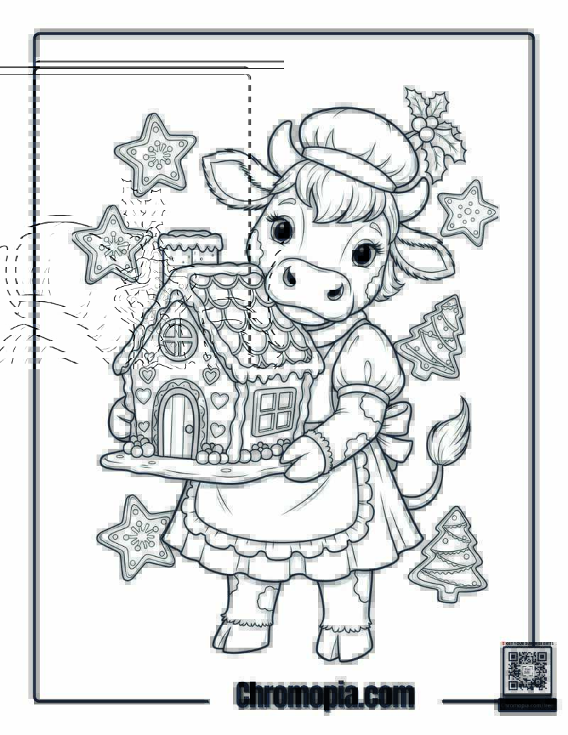 Clarabelle Cow Holiday Baker Coloring Page