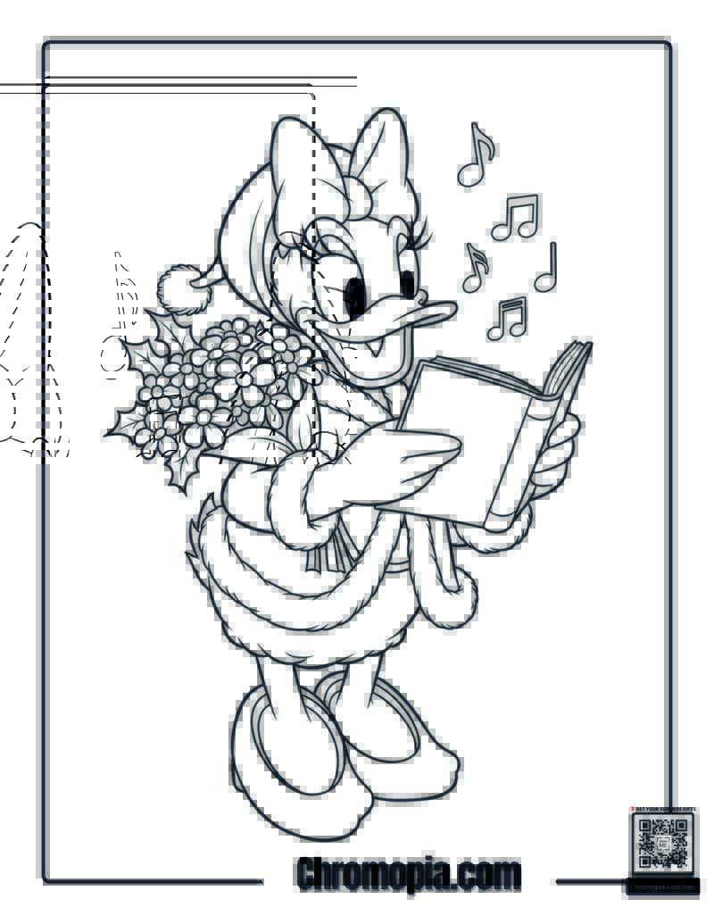 Daisy Duck Caroler Outfit Coloring Page