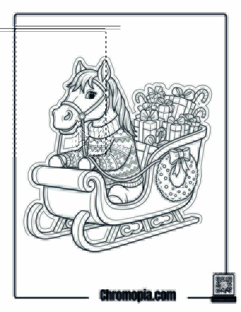 Horace Horsecollar Sleigh Ride Coloring Page