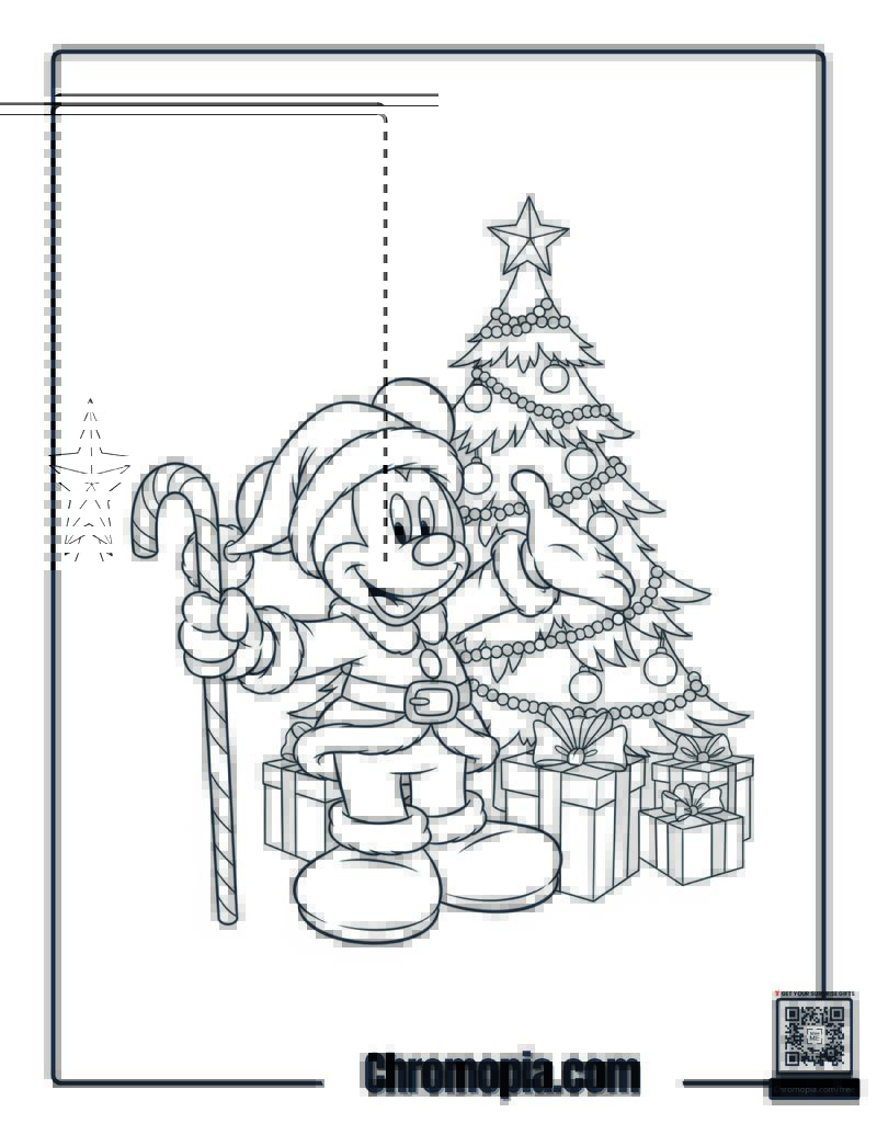 Mickey Mouse Santa Outfit Coloring Page