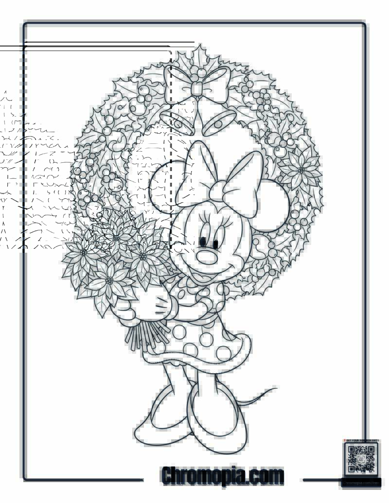 Minnie Mouse Holiday Dress Coloring Sheet