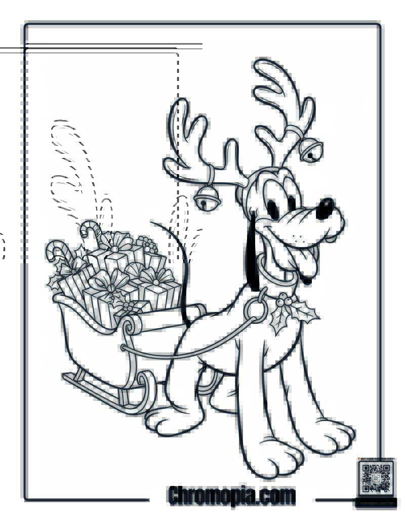 Pluto Reindeer Antlers Coloring Sheet