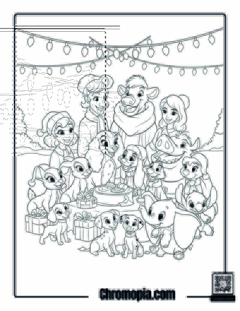 Disney Animal Friends Holiday Feast Coloring Page