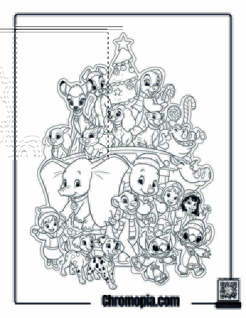 Disney Animals Holiday Parade Coloring Page