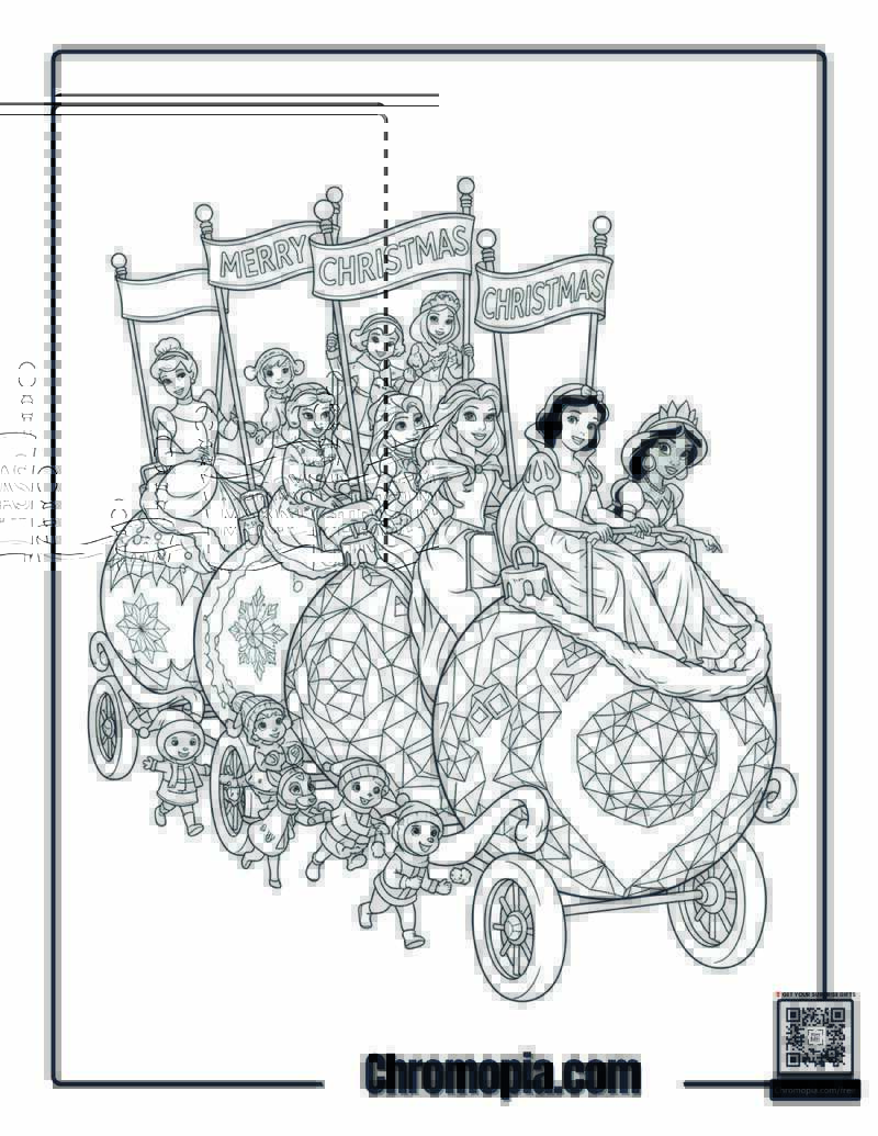 Disney Princess Winter Parade Coloring Sheet