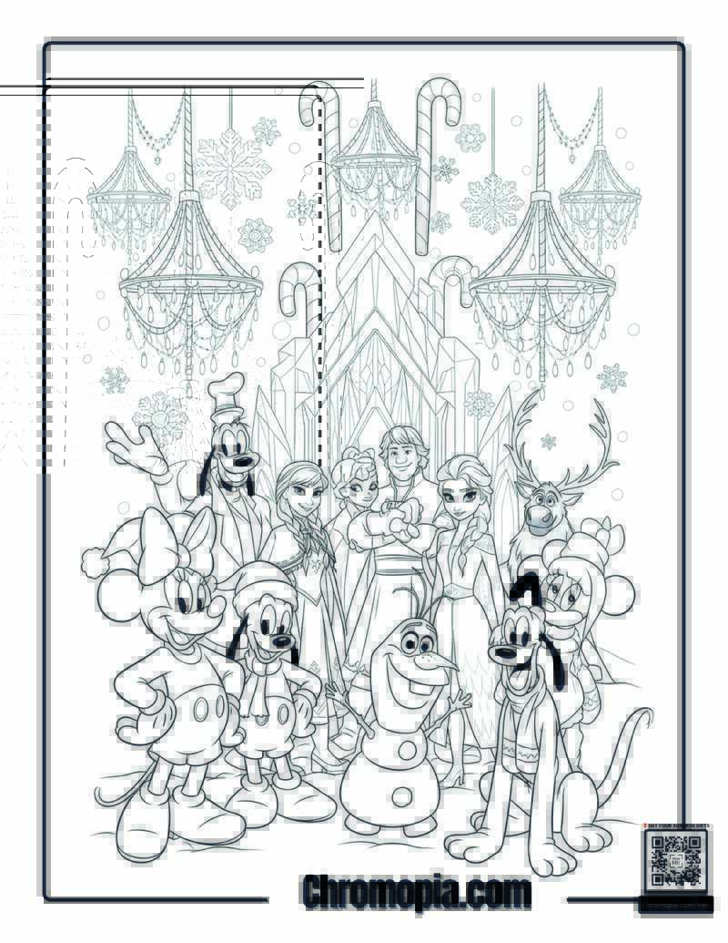 Fab Five Meets Frozen Christmas Coloring Page