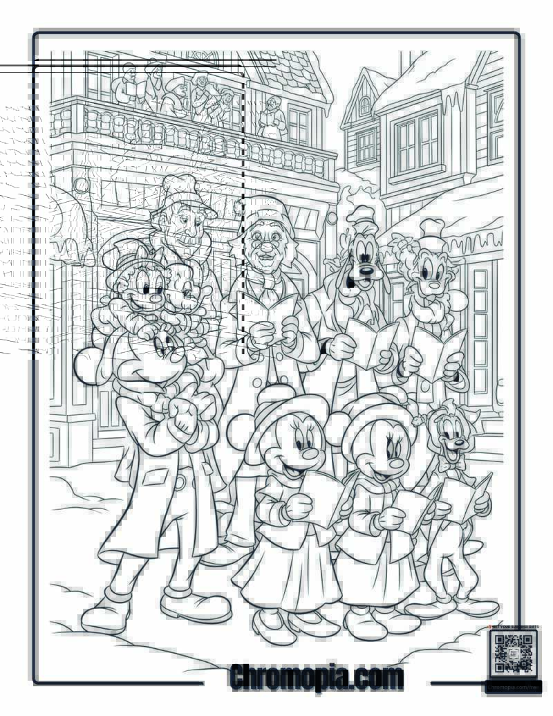 Mickey’s Christmas Carol Cast Coloring Page