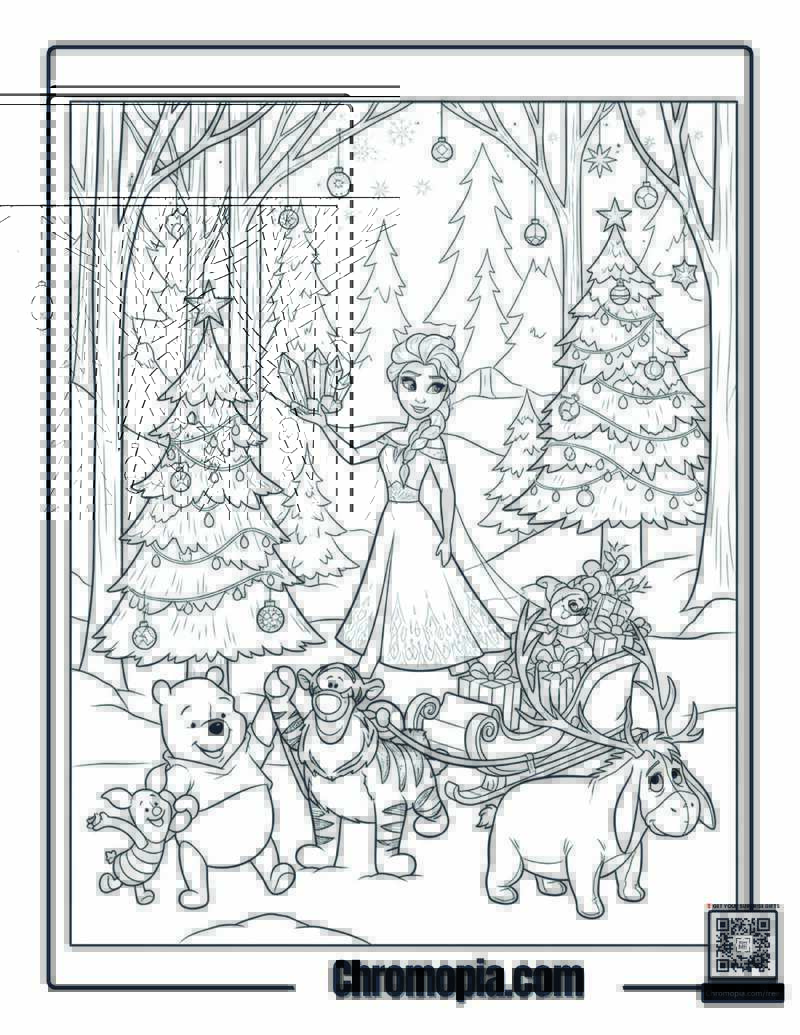 Winnie The Pooh Frozen Forest Christmas Sheet