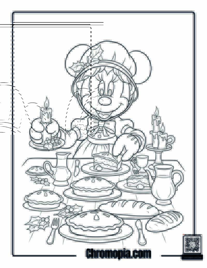 Minnie Mouse As Mrs Cratchit Coloring Page