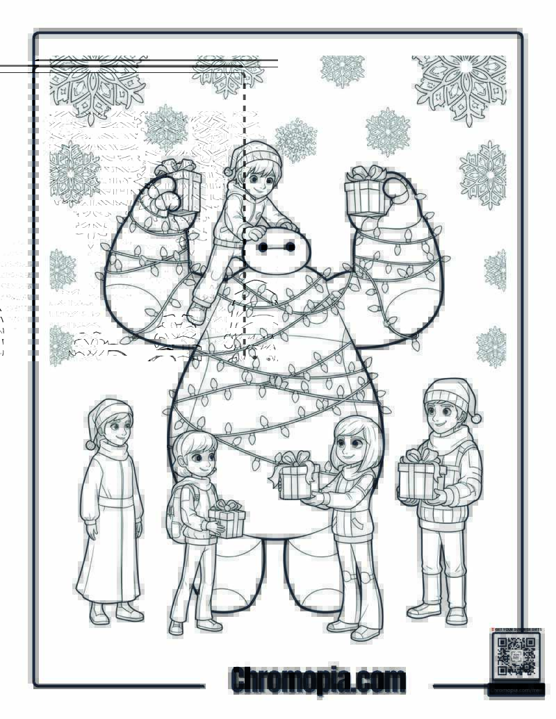 Big Hero 6 Christmas Lights Coloring Sheet