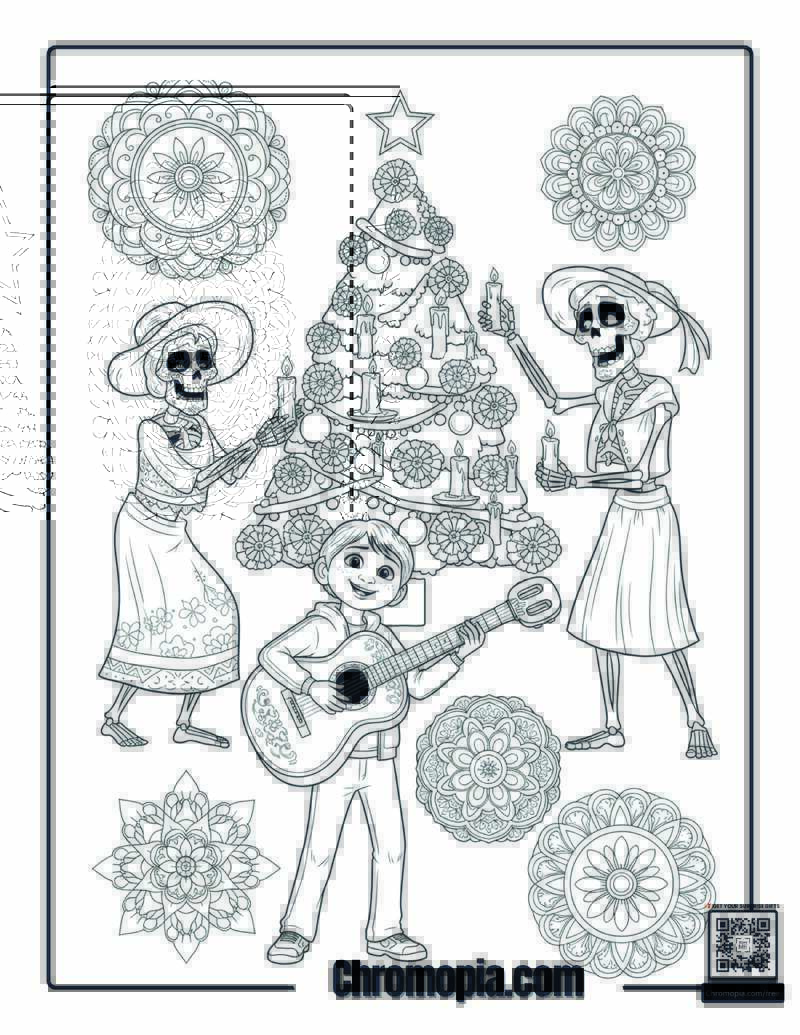 Coco Family Holiday Spirit Coloring Sheet