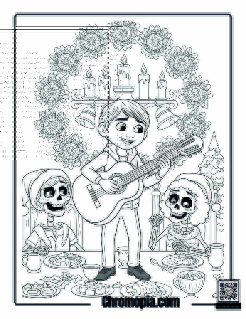 Coco Holiday Music Mandala Coloring Page