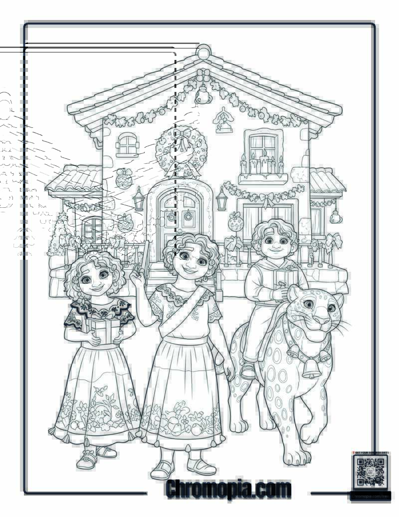 Encanto Family Holiday Celebration Coloring Page