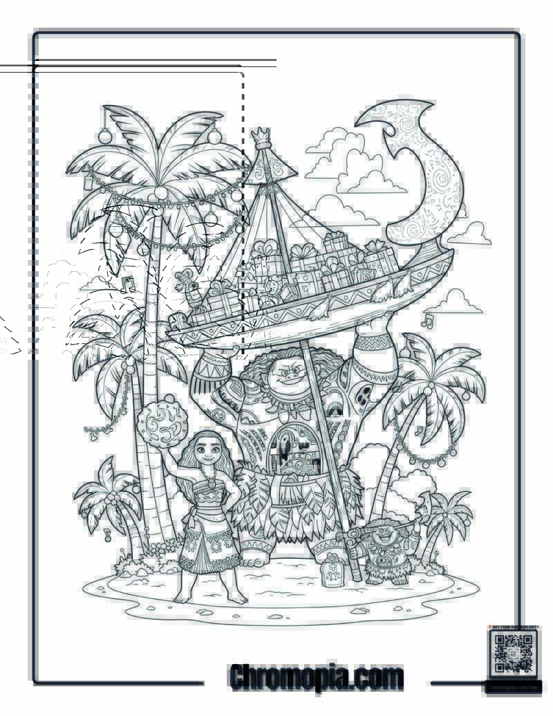 Moana Island Christmas Luau Coloring Page