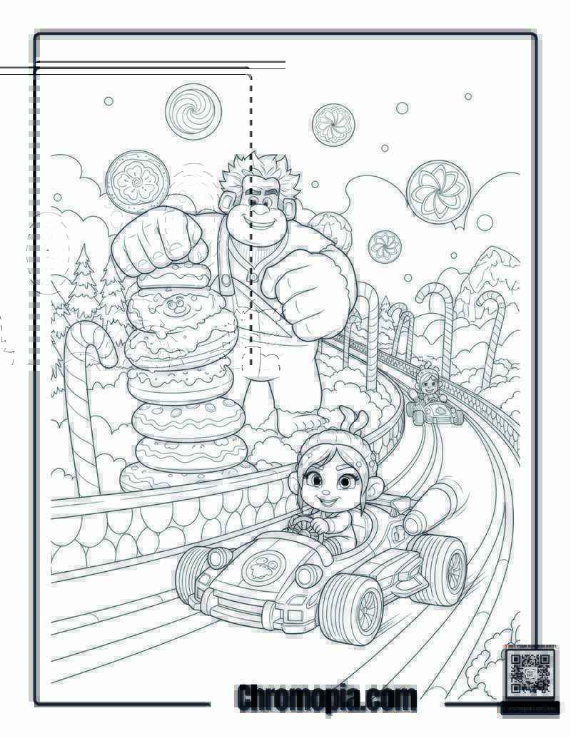 Wreck-It Ralph Holiday Candy Race Coloring Page
