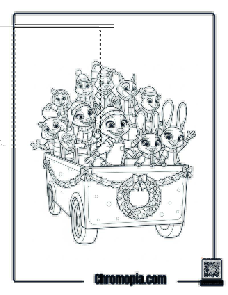 Zootopia Christmas City Parade Coloring Page