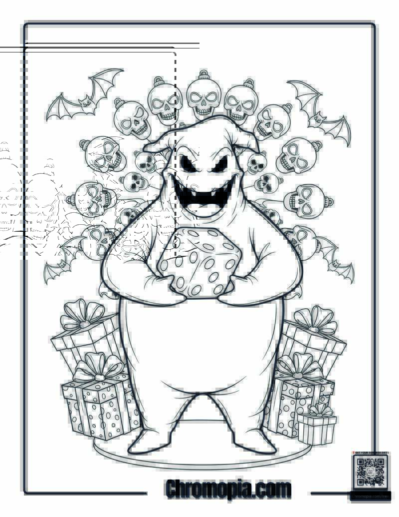 Oogie Boogie Festive Dice Coloring Page