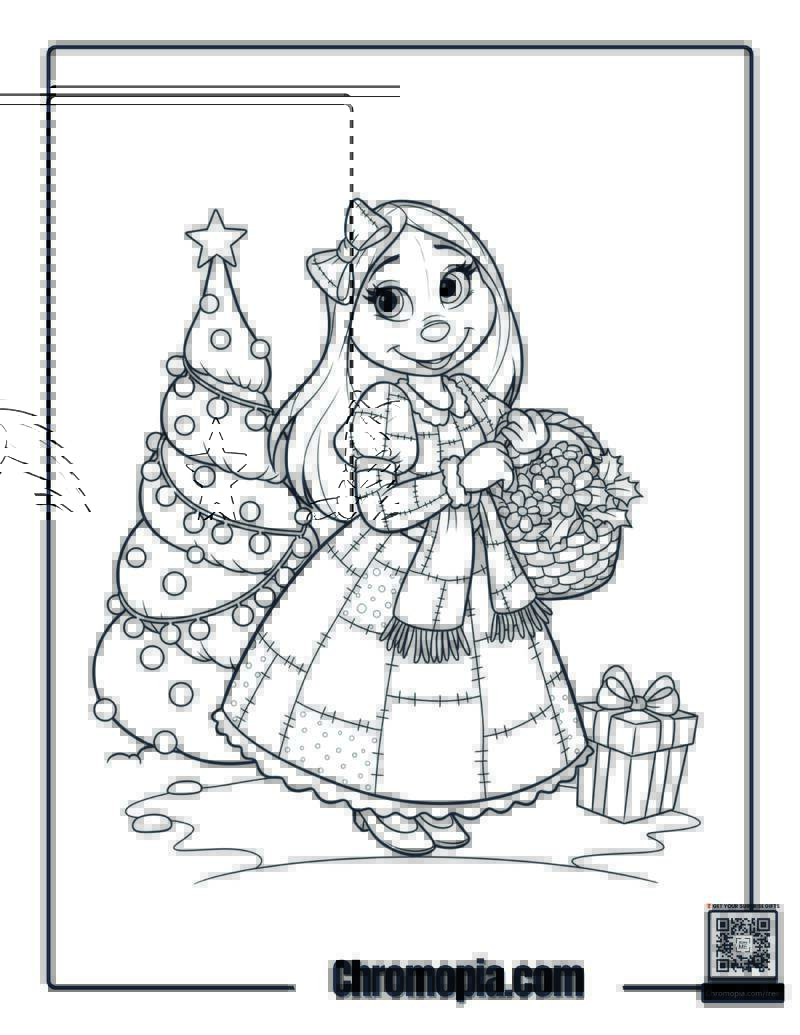 Sally Holiday Patchwork Coloring Sheet