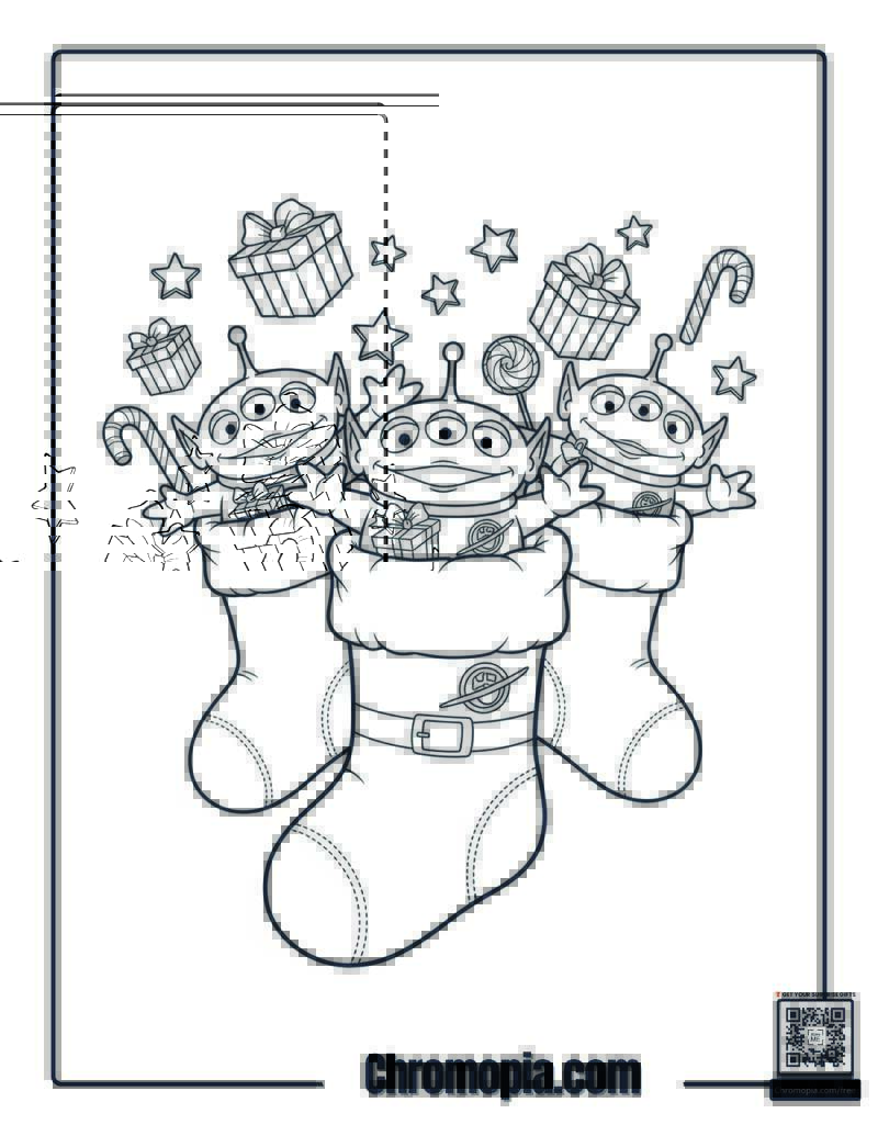 Aliens Stocking Surprise Coloring Page