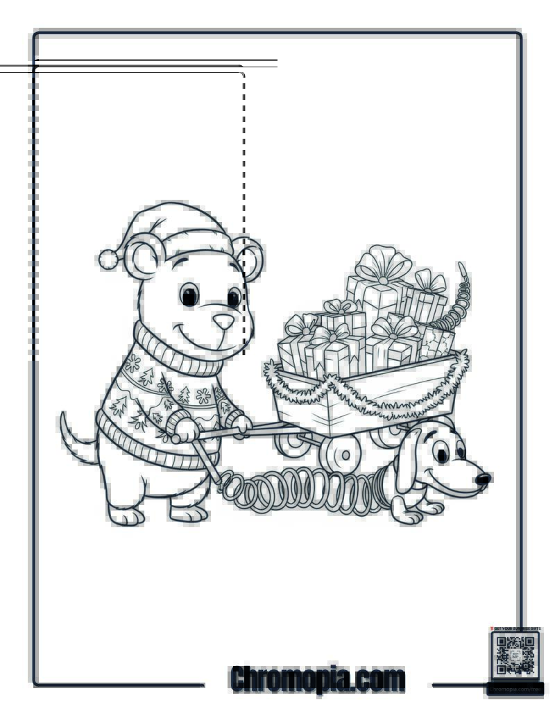 Hamm And Slinky Dog Holiday Fun Coloring Page