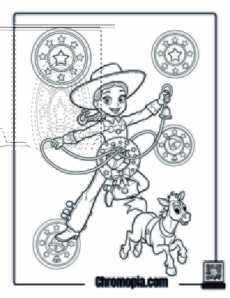 Jessie Holiday Cowgirl Coloring Page