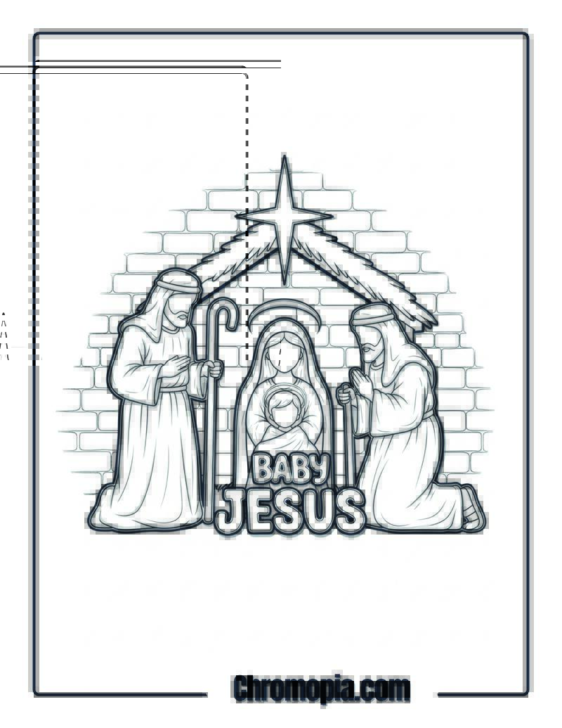 Graffiti Street Art Nativity Scene coloring page