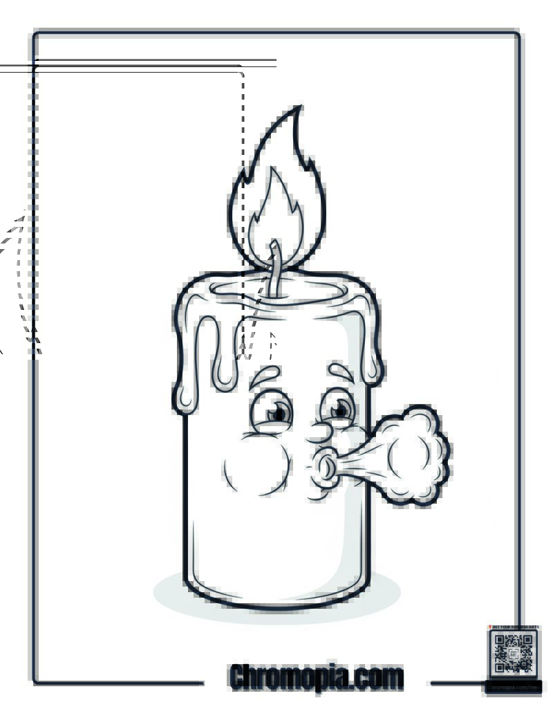 Christmas Candle Blowing Itself Out Coloring Page