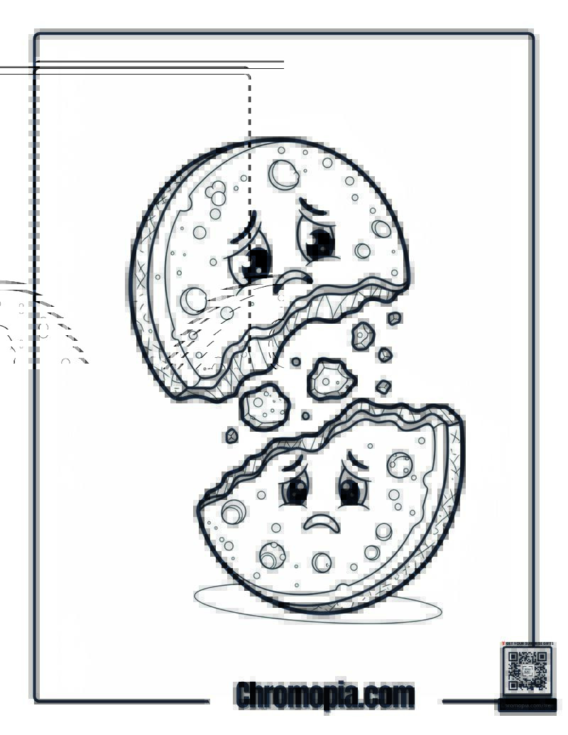 Christmas Cookie Crumbling Into Pieces Coloring Sheet