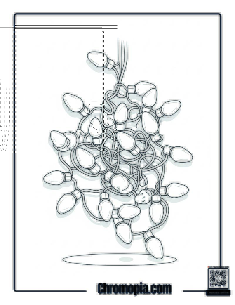 Christmas Lights Tying Themselves In Knots Coloring Sheet